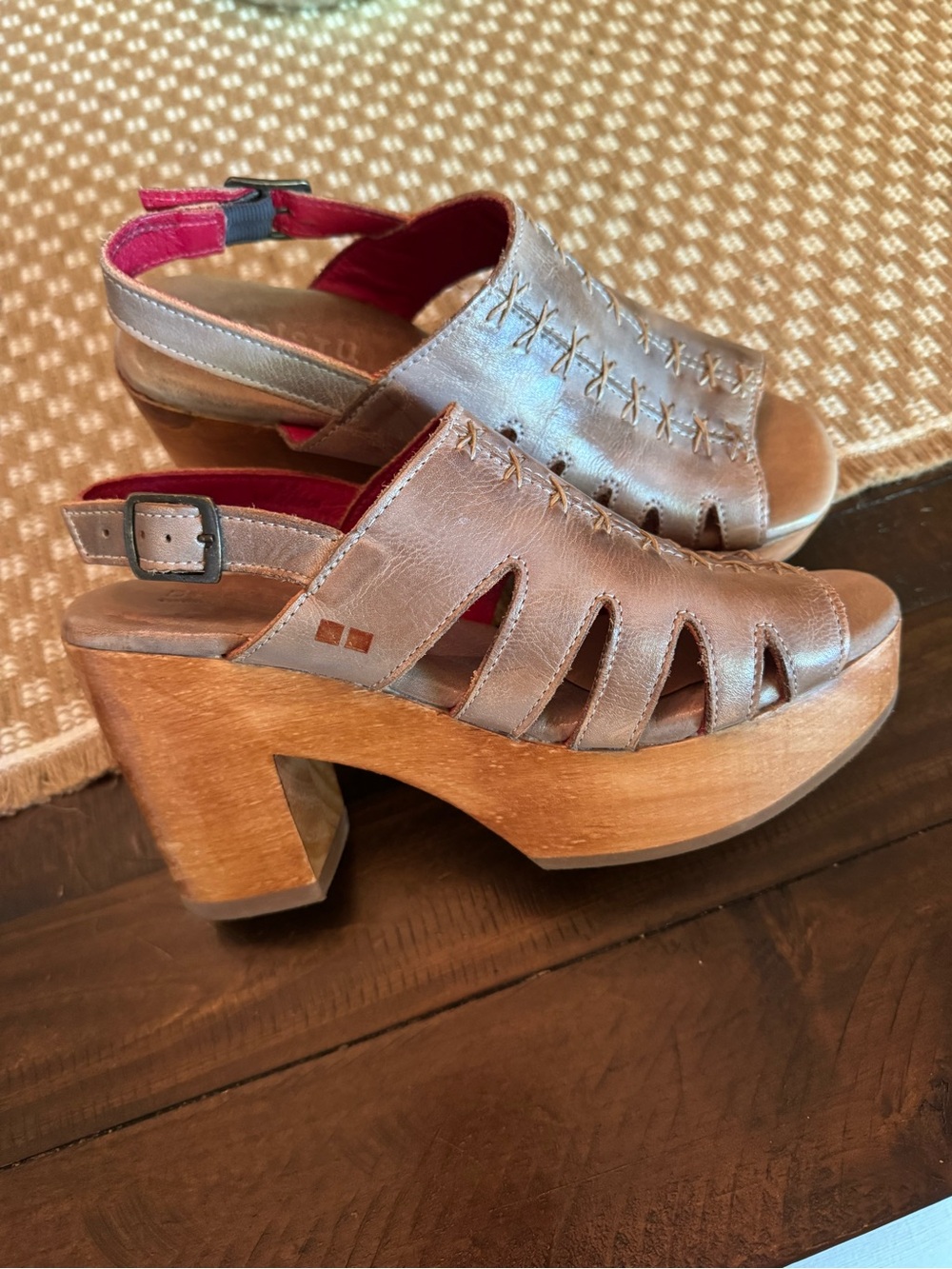 Bedstu Womens Fontella Wood Platform Slingback Sandal Sz 8.5 Boho Country Chic